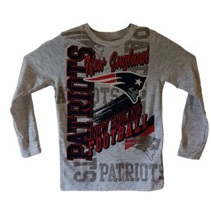 New England Patriots boy's gray long-sleeve activewear t-shirt size L